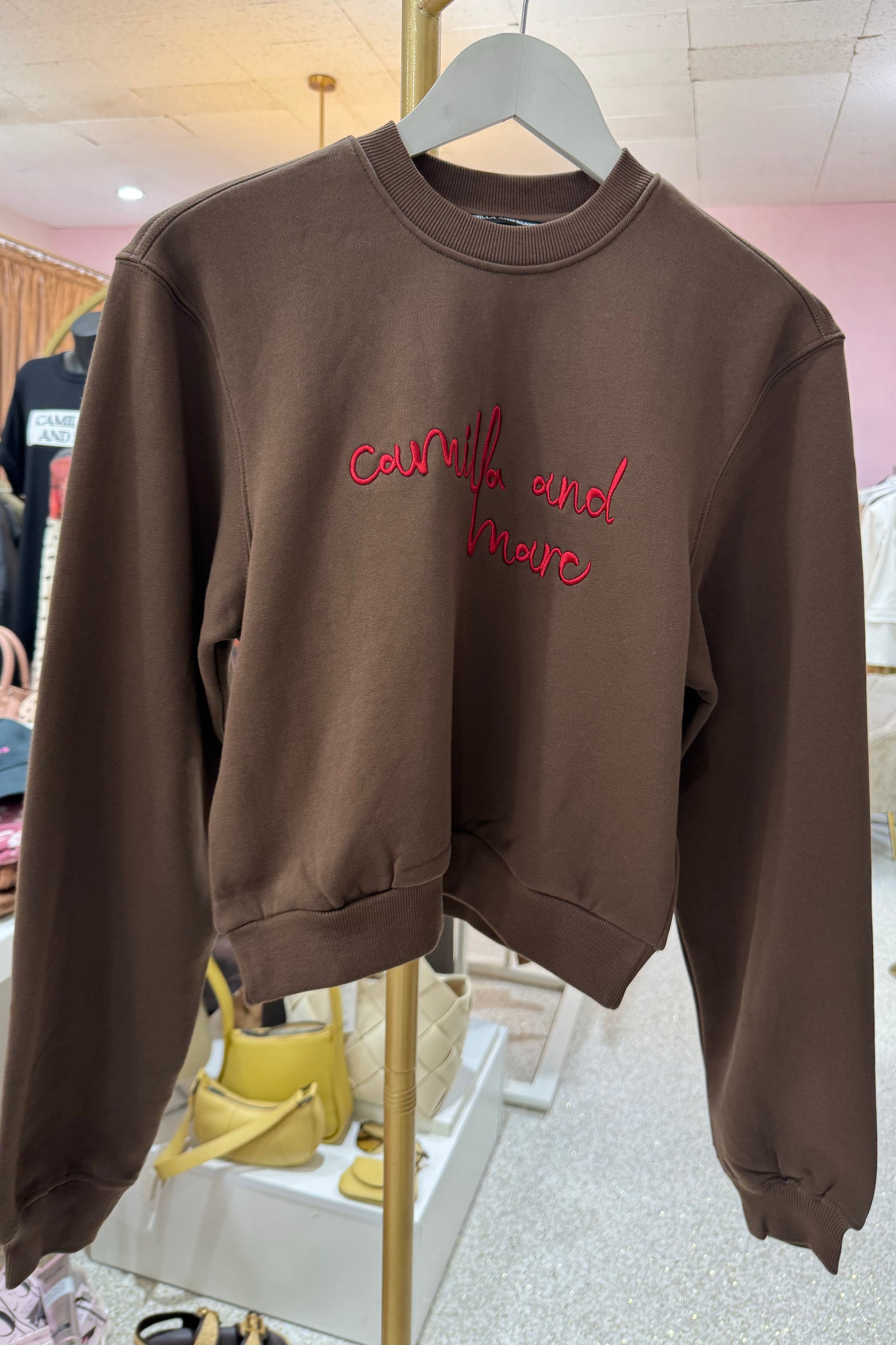 C&M Camilla & Marc Maren Crop Emb Tracksuit Top | Chocolate