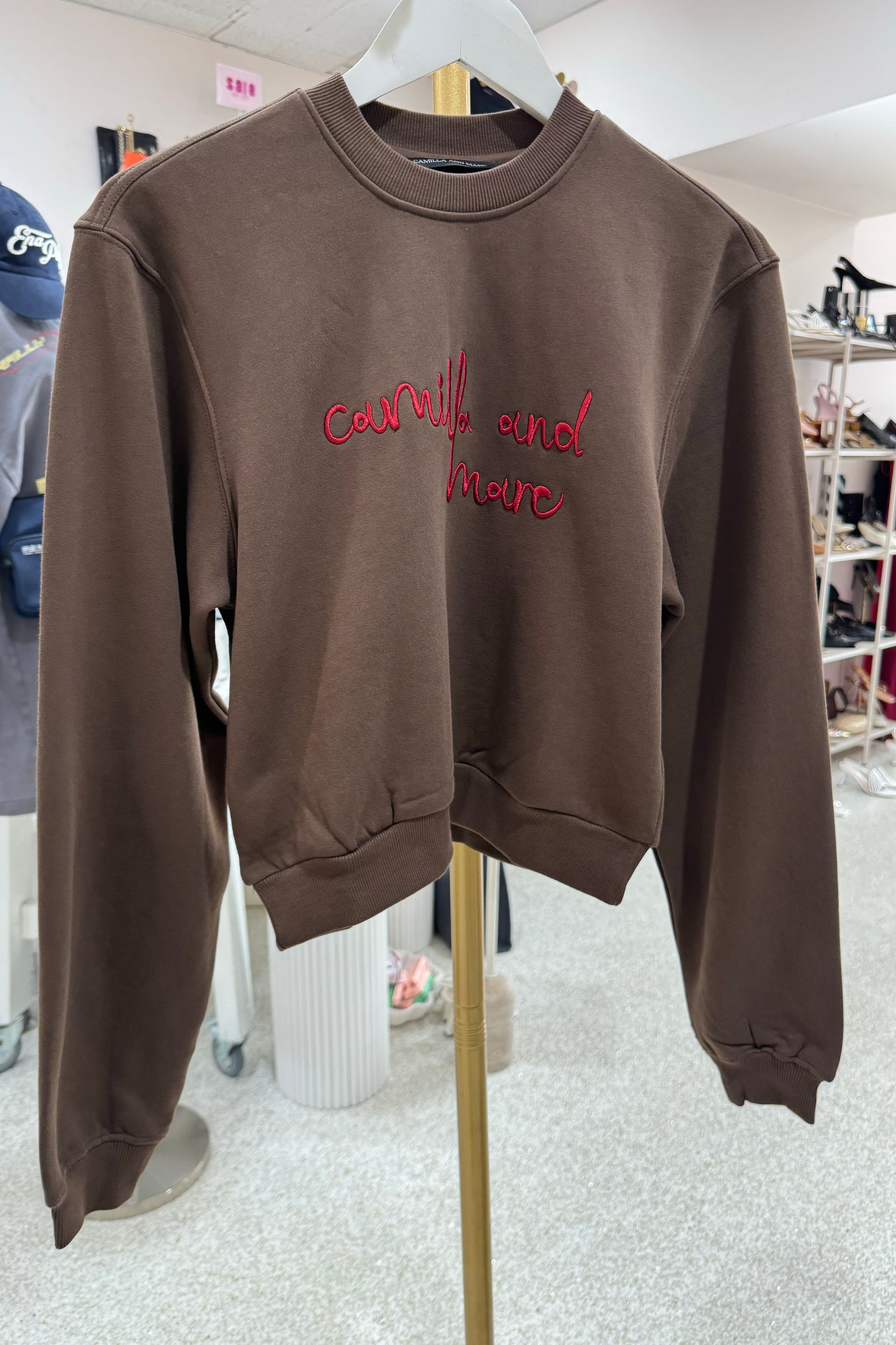 C&M Camilla & Marc Maren Crop Emb Tracksuit Top | Chocolate