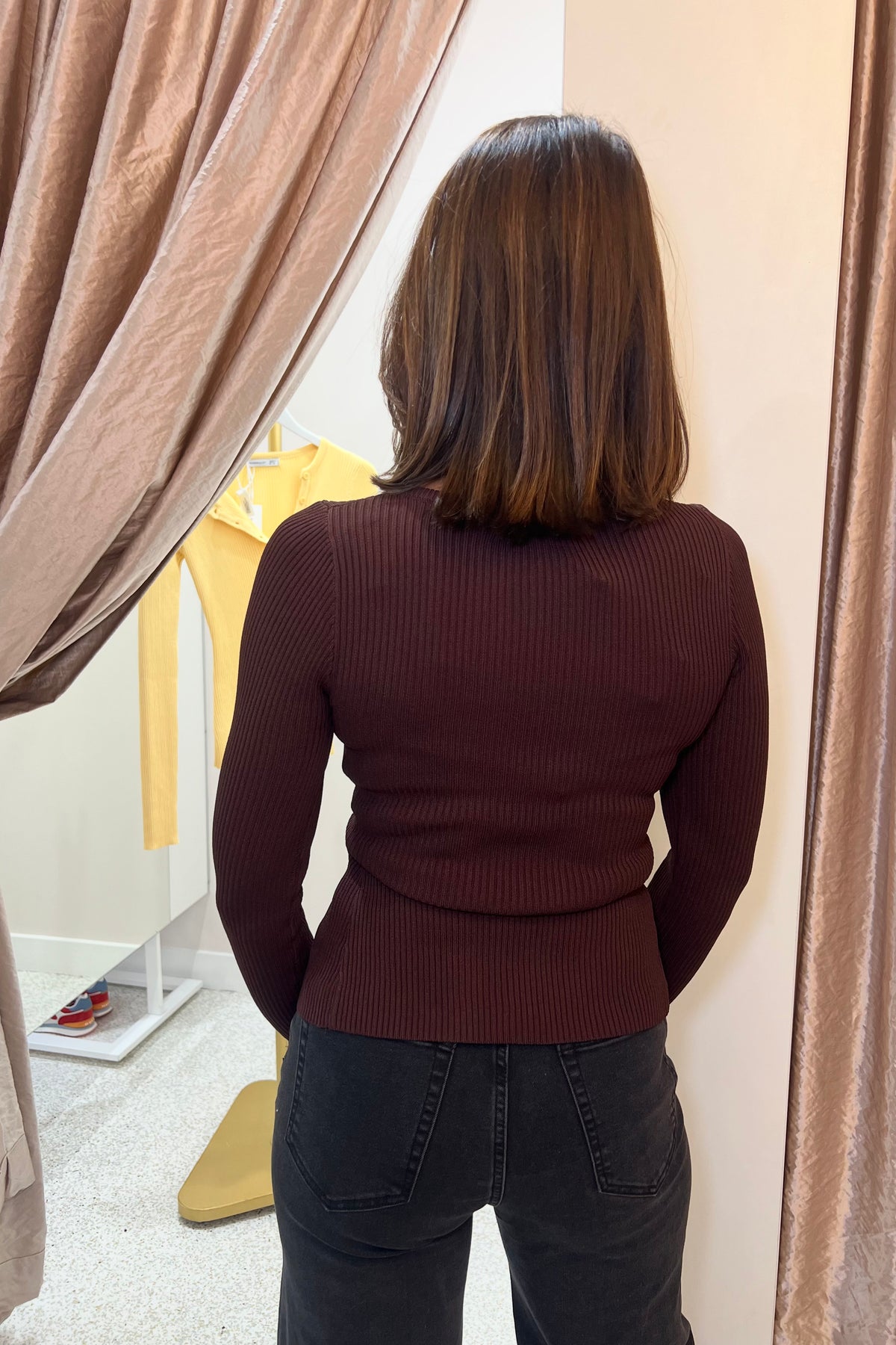 Chosen By Fifi & Anne The Ollie Ribbed Button Down Top | Chocolate || NEW COLOUR