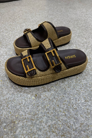 Siren Aphrodite Woven Flafotrm | Natural Weave / Chocolate Brown