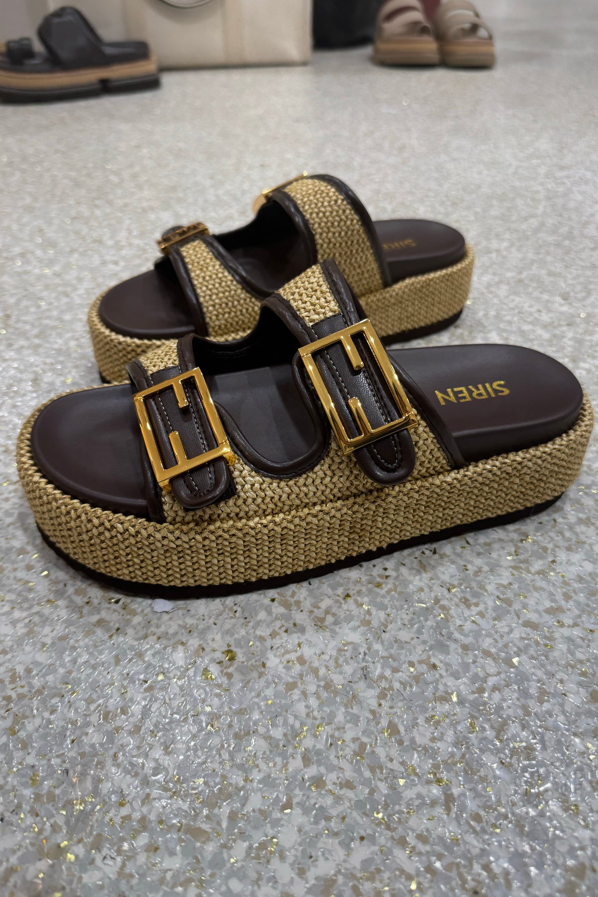 Siren Aphrodite Woven Flafotrm | Natural Weave / Chocolate Brown