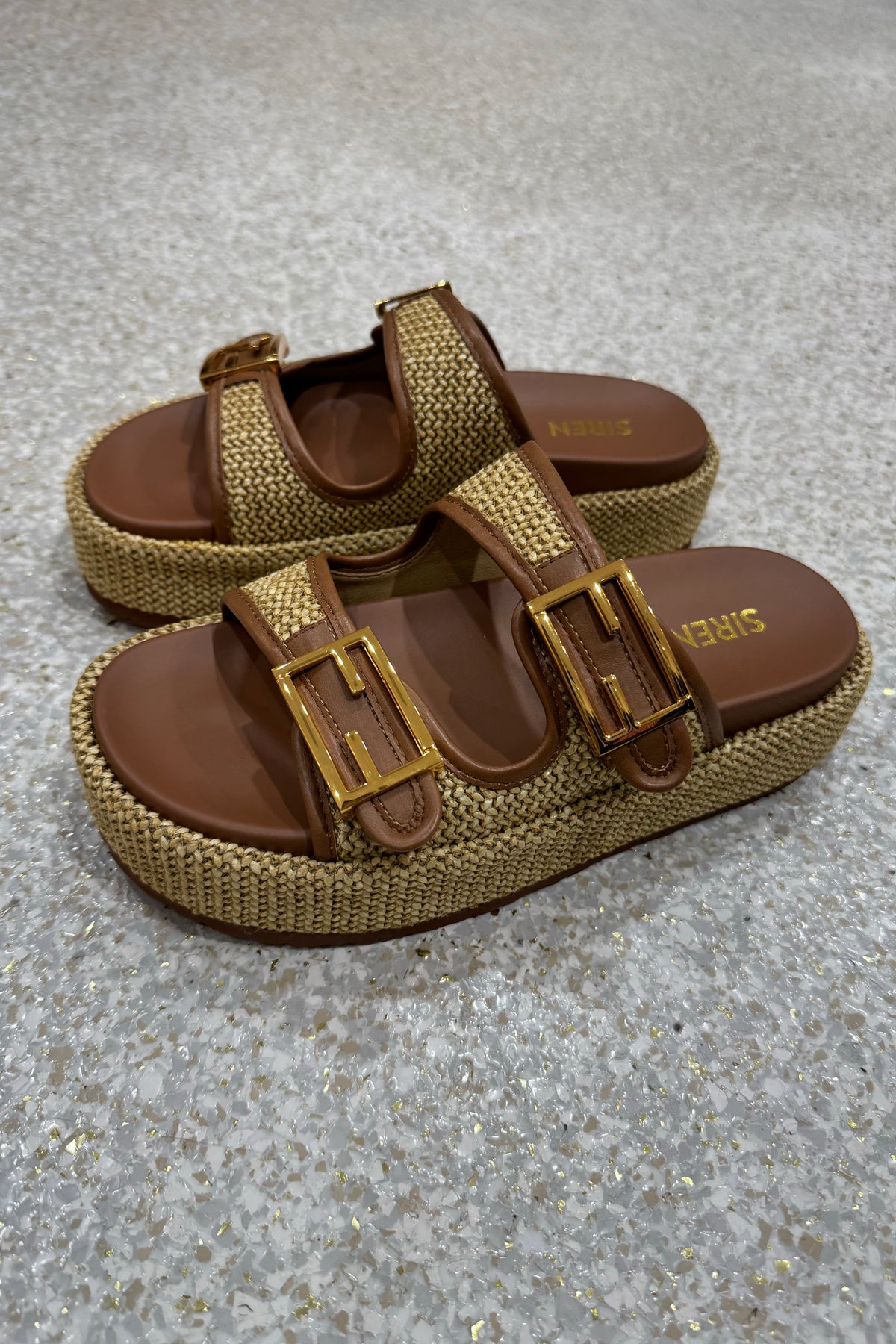 Siren Aphrodite Woven Flafotrm | Natural Weave/Tan