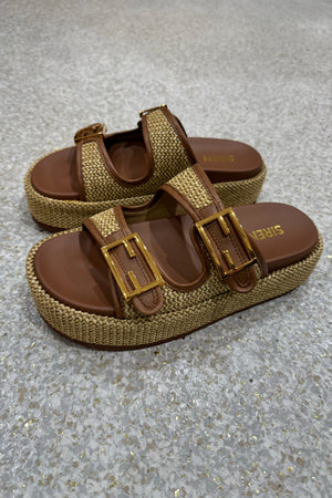 Siren Aphrodite Woven Flafotrm | Natural Weave/Tan