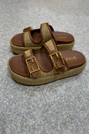 Siren Aphrodite Woven Flafotrm | Natural Weave/Tan
