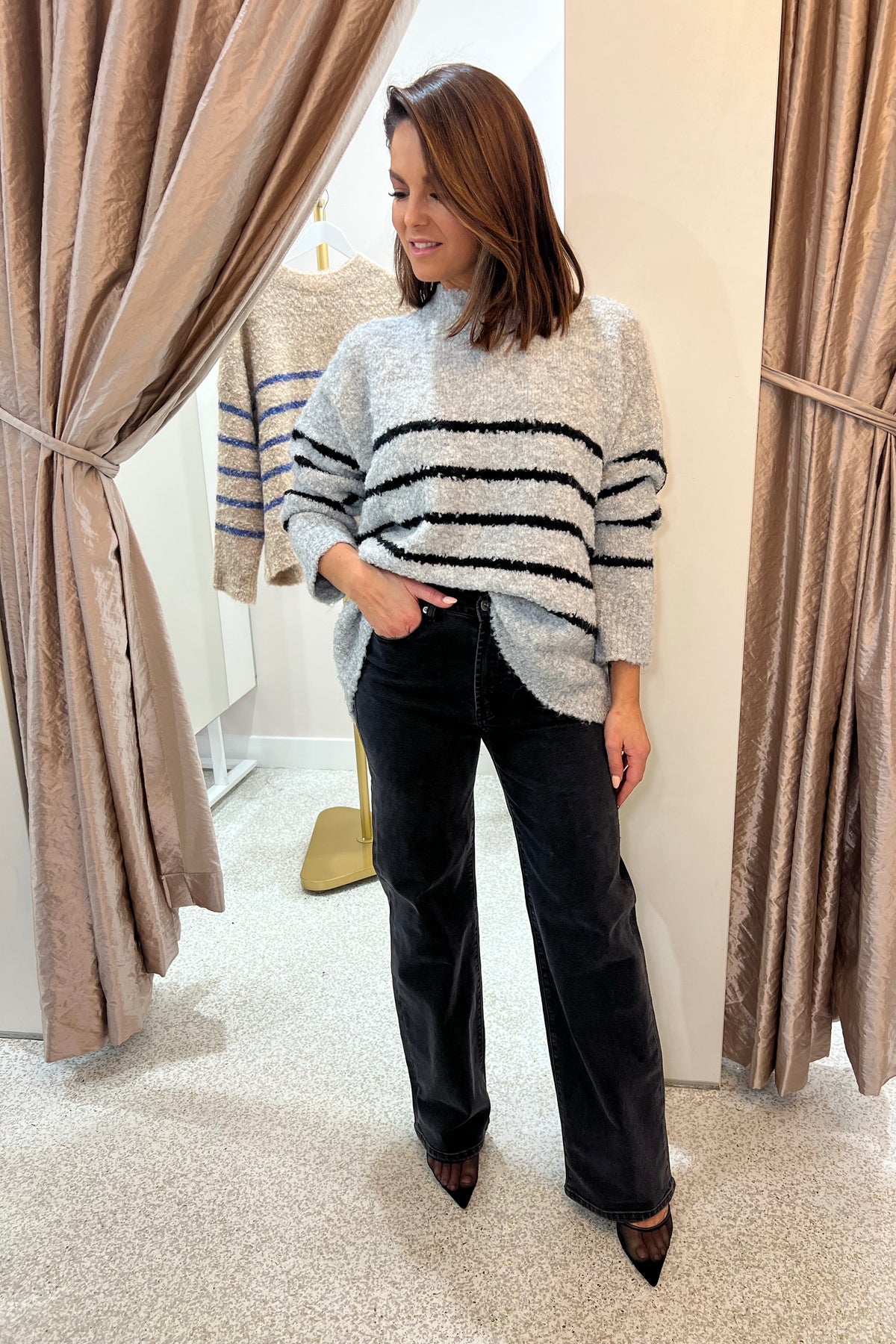 Chosen By Fifi & Annie The Billie Basic Knit Sweater | Grey Marle / Black BEST SELLER RESTOCKED