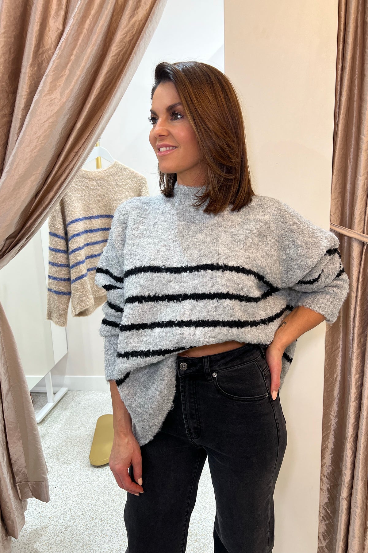 Chosen By Fifi & Annie The Billie Basic Knit Sweater | Grey Marle / Black BEST SELLER RESTOCKED