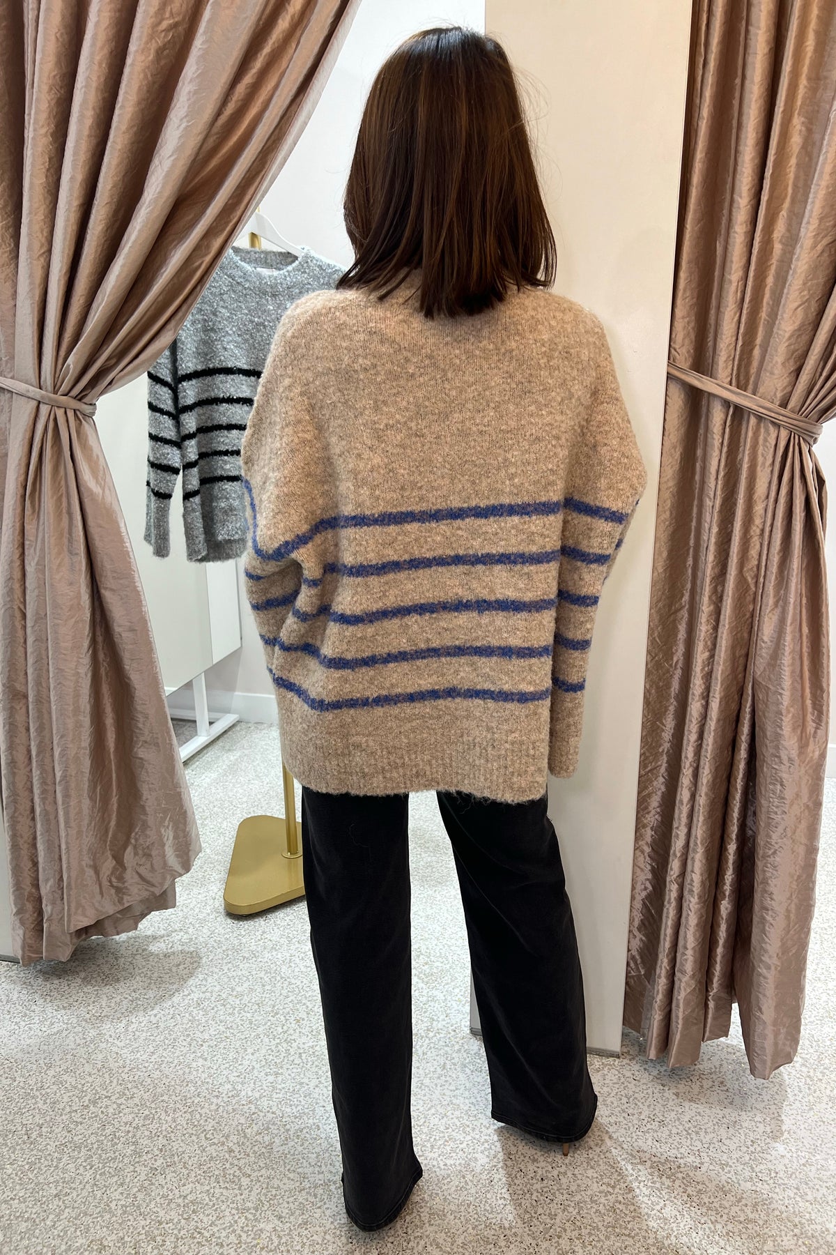 Chosen By Fifi & Annie The Billie Basic Knit Sweater | Oatmeal / Blue