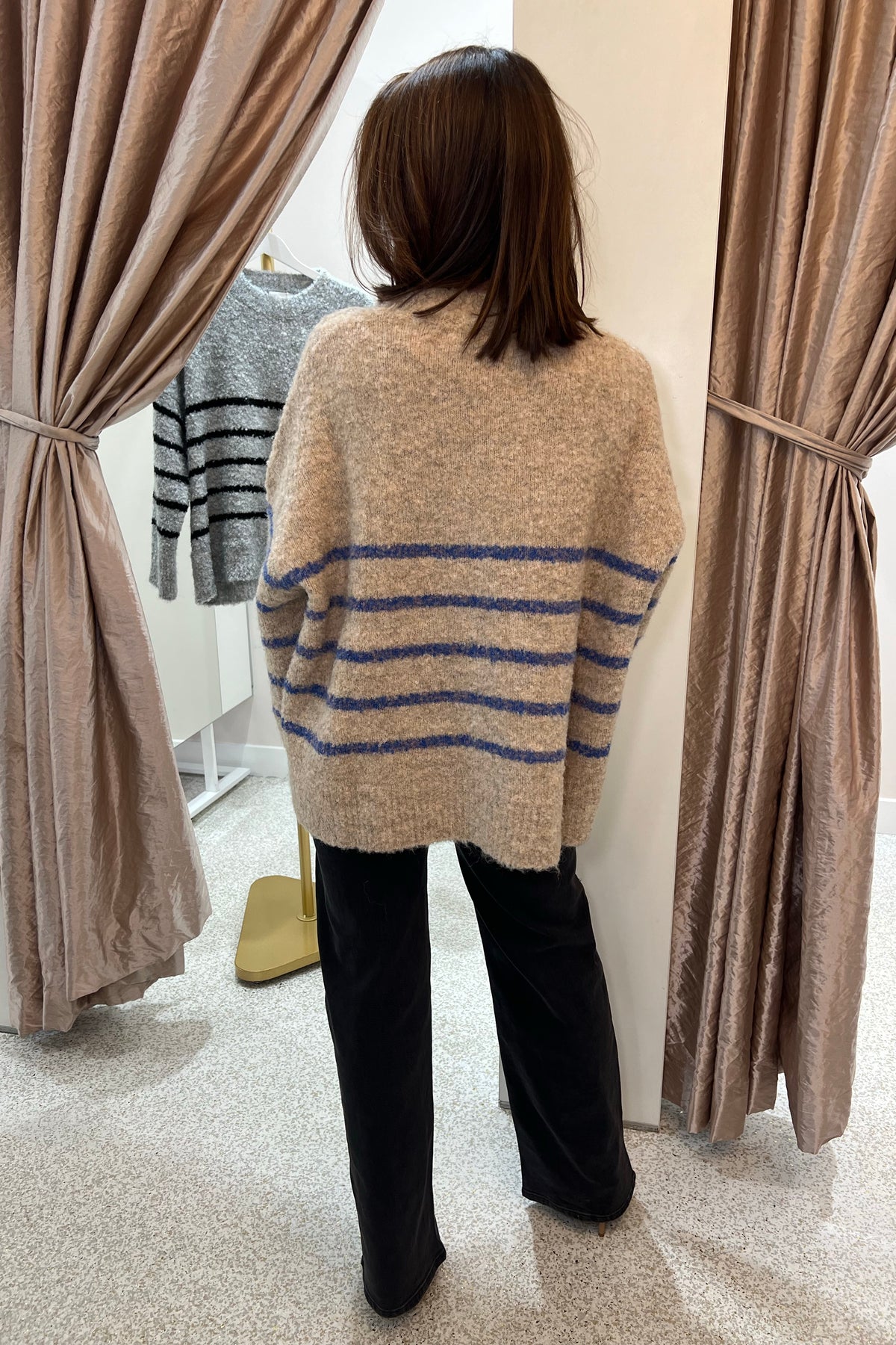 Chosen By Fifi & Annie The Billie Basic Knit Sweater | Oatmeal / Blue