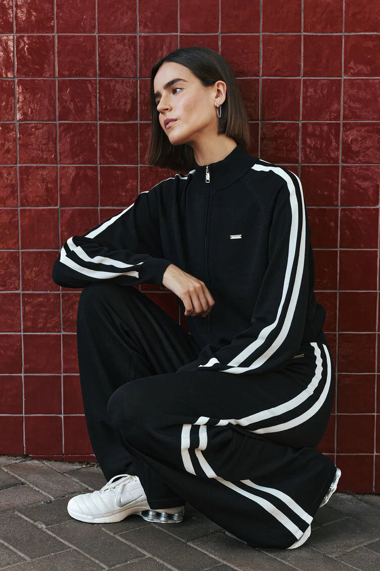 P.E Nation Retreat Knit Jacket | Black/Whisper White