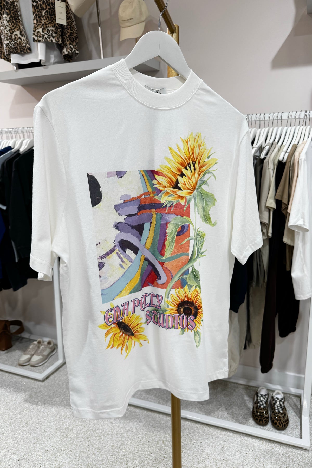 Ena Pelly Sunflower Warp Tee | Vintage White