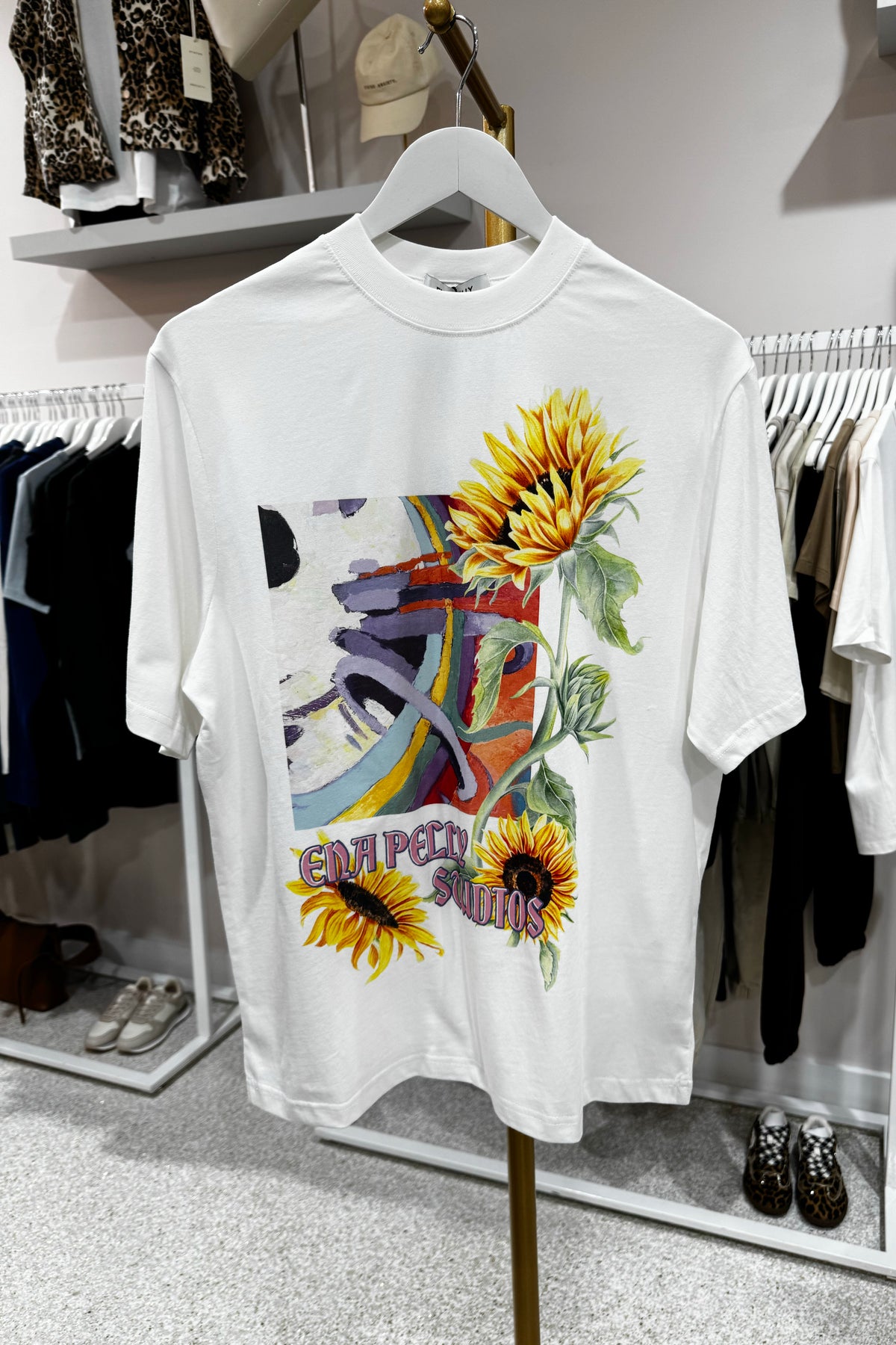 Ena Pelly Sunflower Warp Tee | Vintage White