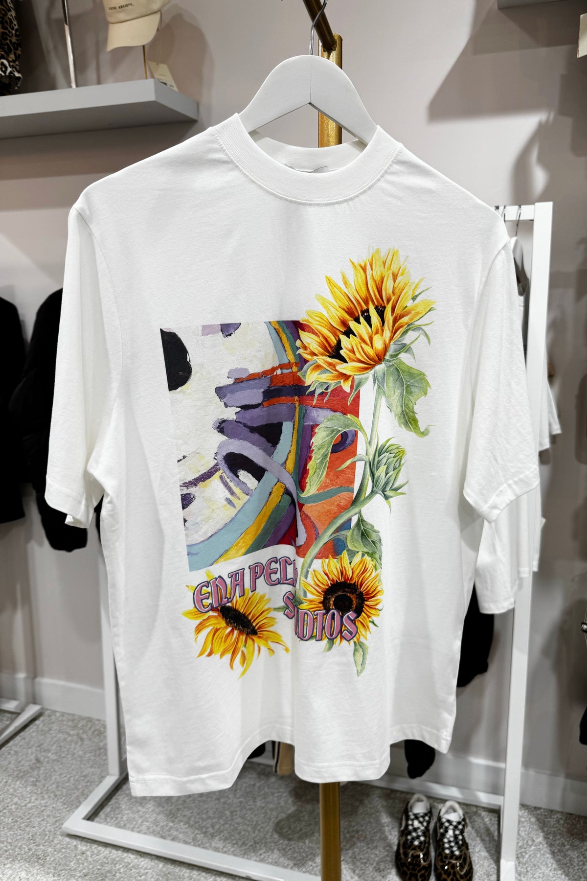 Ena Pelly Sunflower Warp Tee | Vintage White