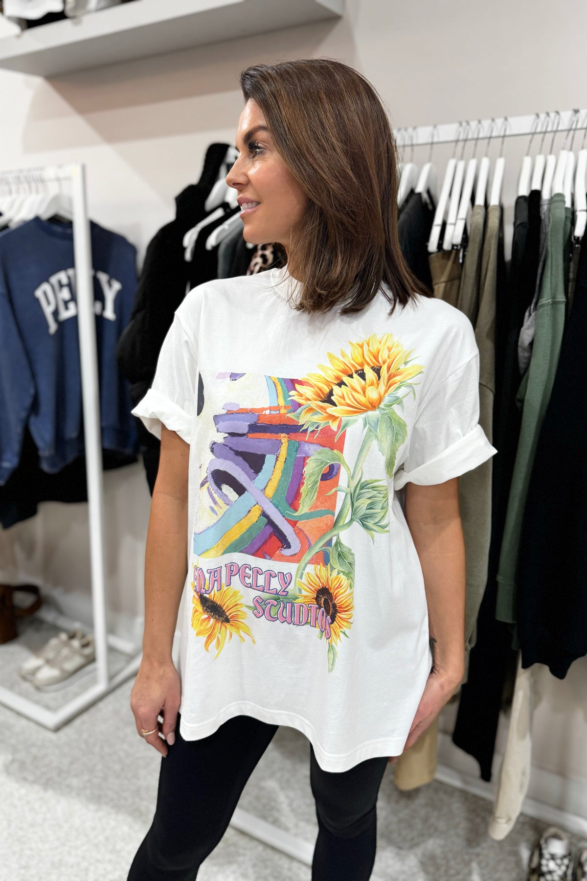 Ena Pelly Sunflower Warp Tee | Vintage White