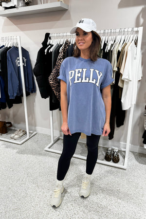 Ena Pelly Jessie Collegiate Oversized Tee | Indigo Wash