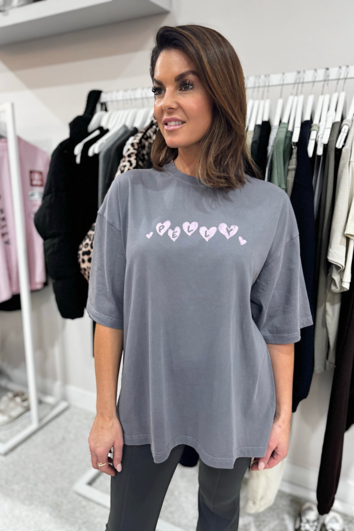 Ena Pelly Spray Heart Tee | Washed Grey