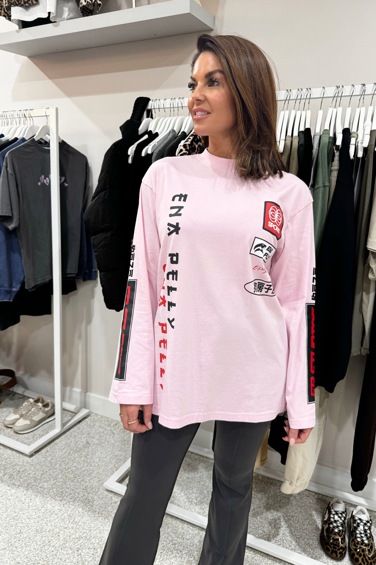 Ena Pelly Street Signs Long Sleeve Tee | Pink