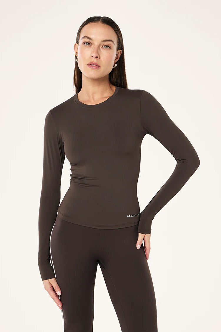 P.E Nation Foundation Long Sleeve Top | Coffee