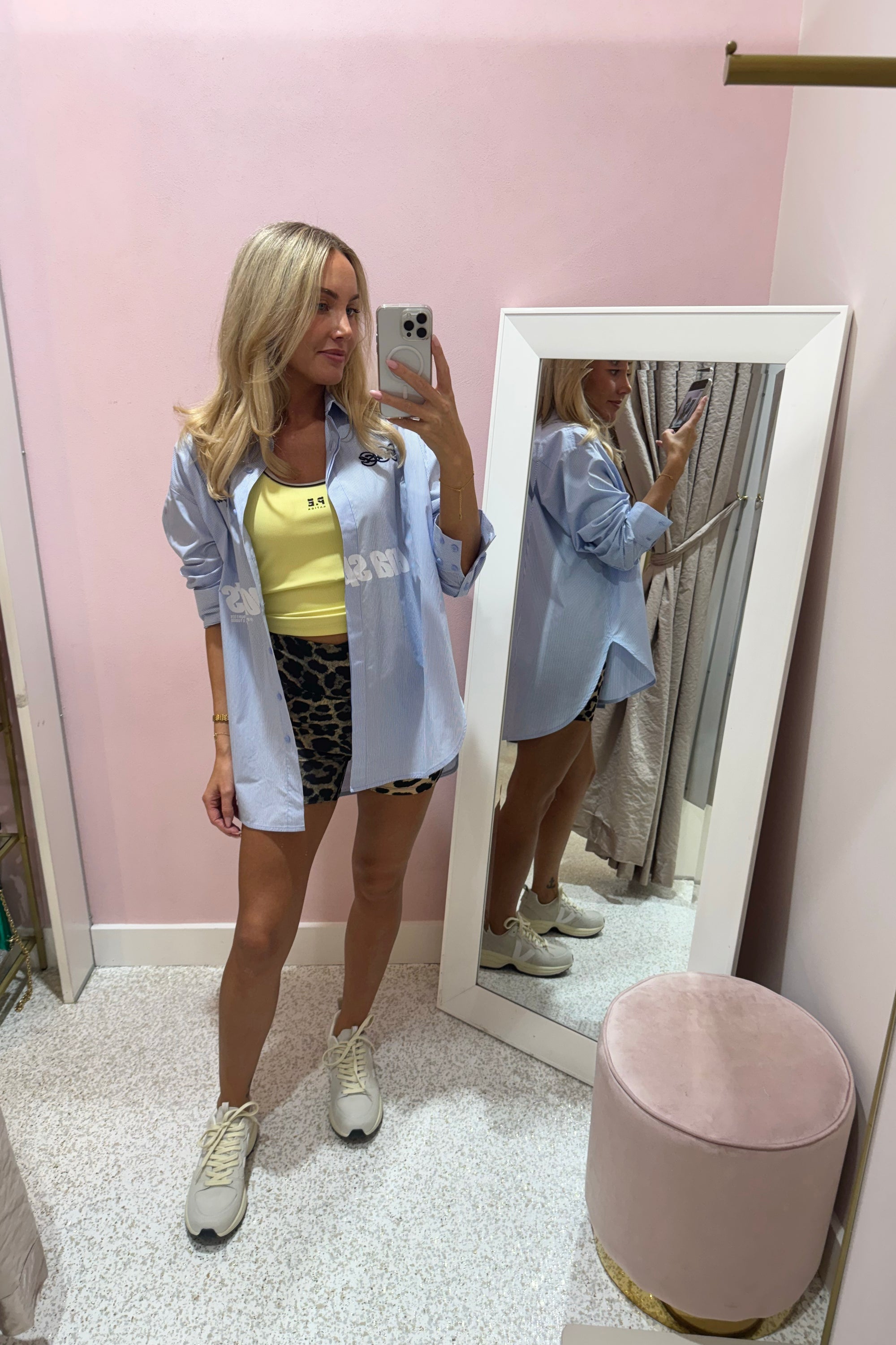 Ena Pelly Sports Shirt | Powder Blue Stripe