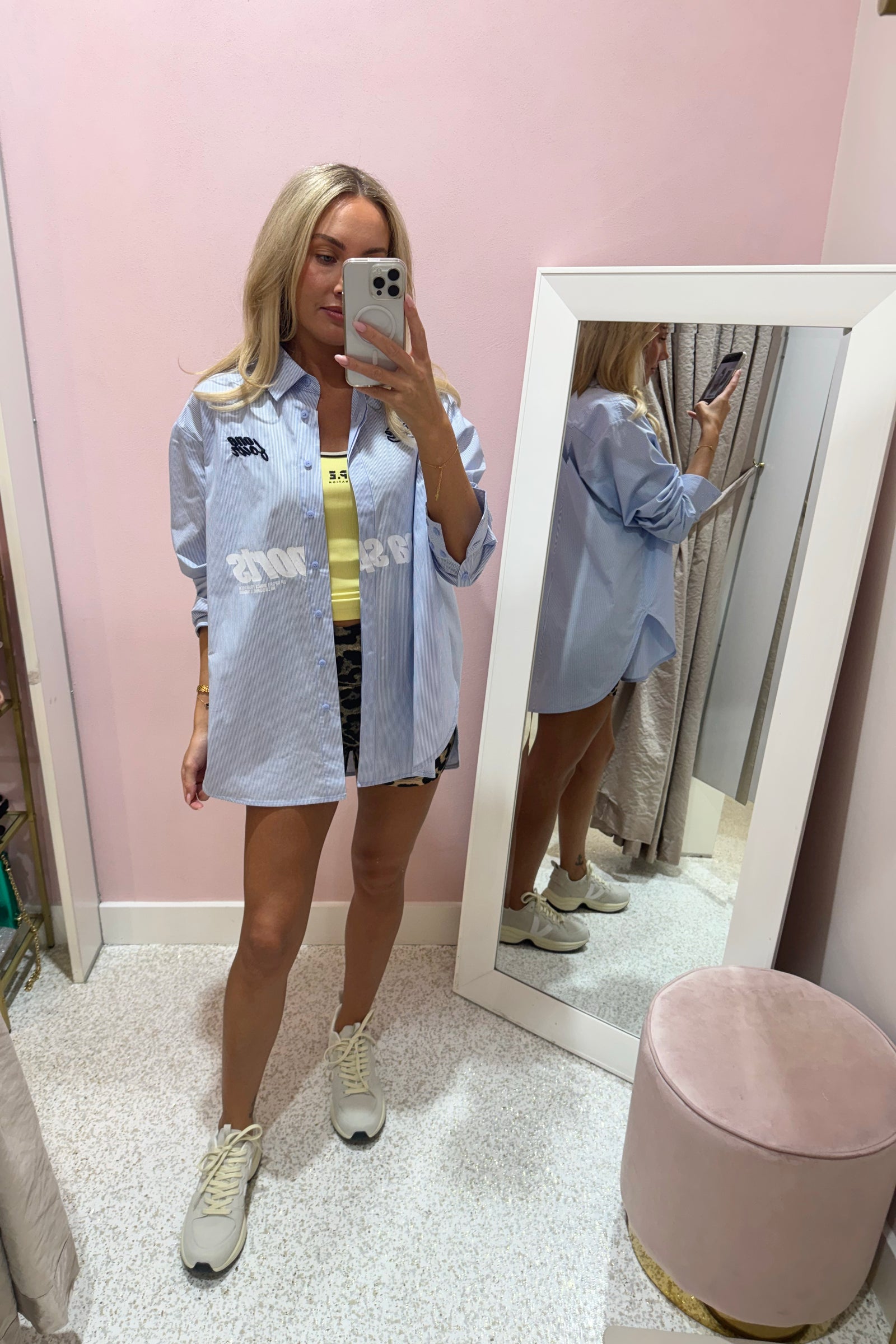 Ena Pelly Sports Shirt | Powder Blue Stripe