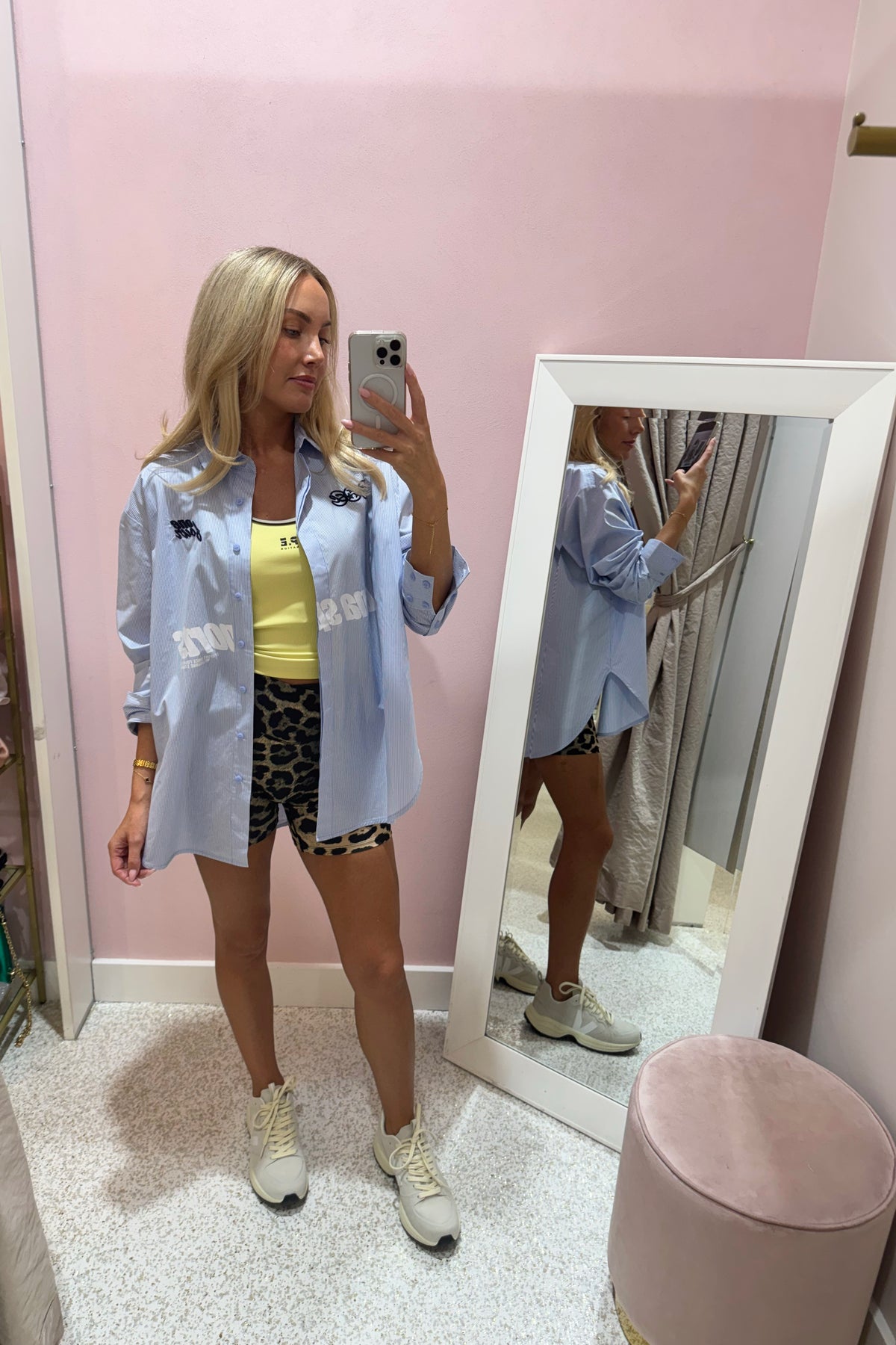 Ena Pelly Sports Shirt | Powder Blue Stripe