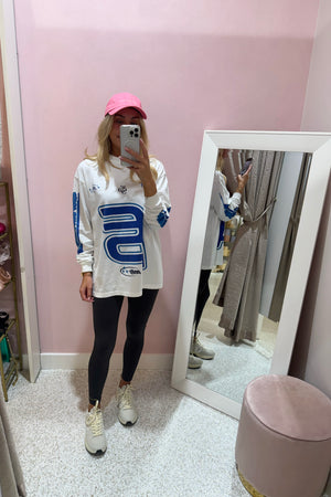 Ena Pelly Sport Jersey Long Sleeve Top | Vintage White
