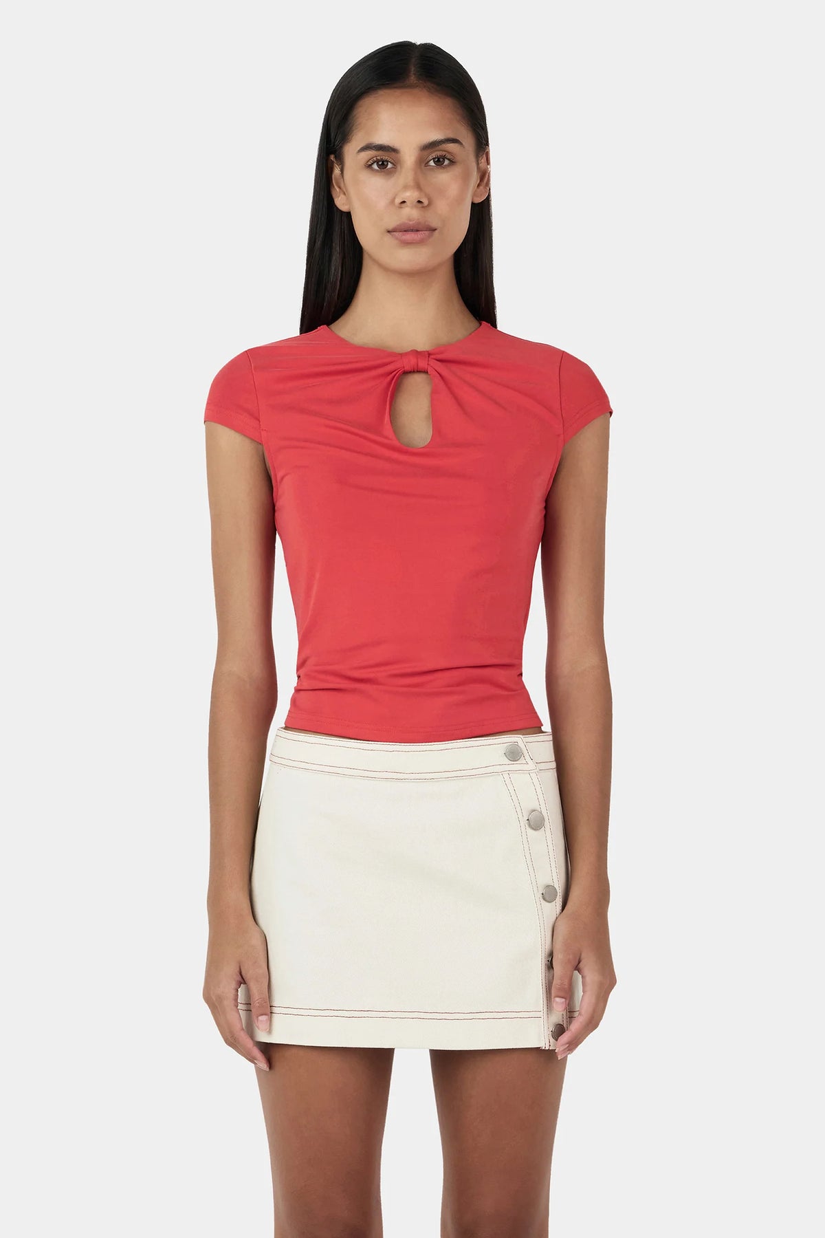 Ownley Rina Keyhole Tee | Tango Red