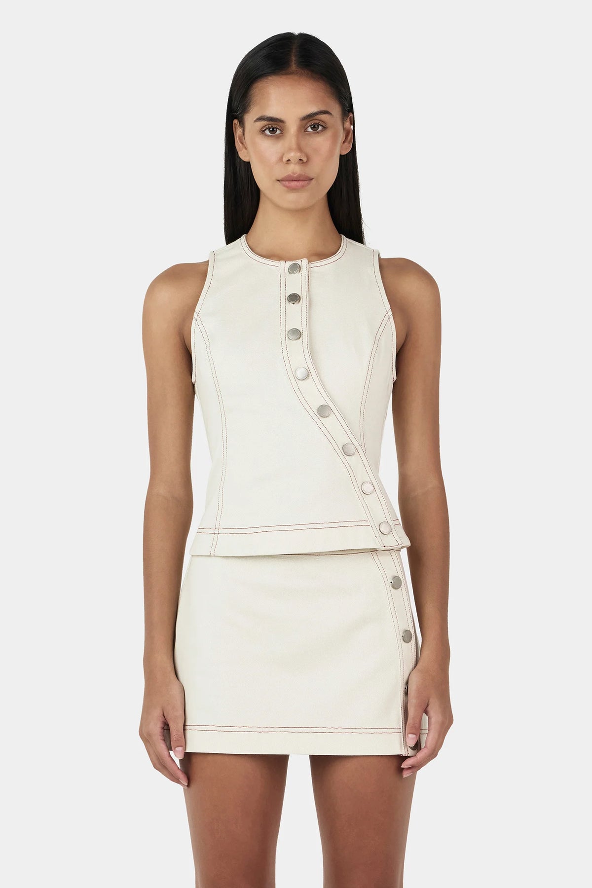 Ownley Aggie Denim Skirt | Ecru