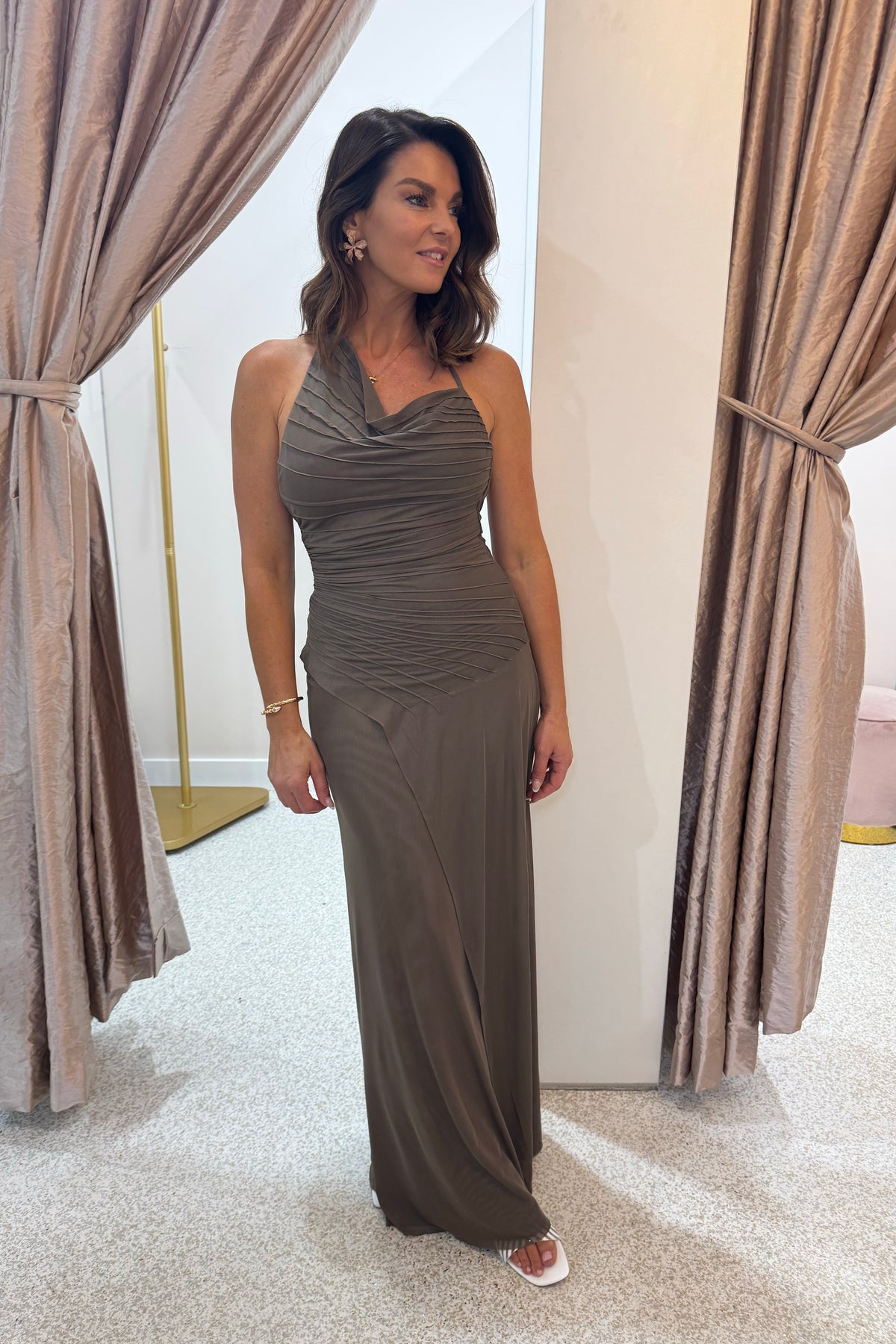 Bec + Bridge Brenna Pintuck Maxi Dress | Khaki - Fifi & Annie Bec + Bridge Brenna Pintuck Maxi Dress | Khaki - Fifi & Annie