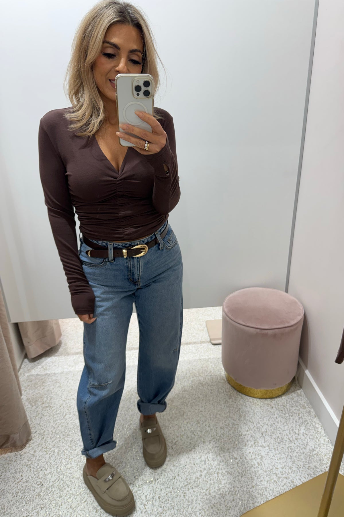 Madison The Label Clementine Long Sleeve Top | Chocolate