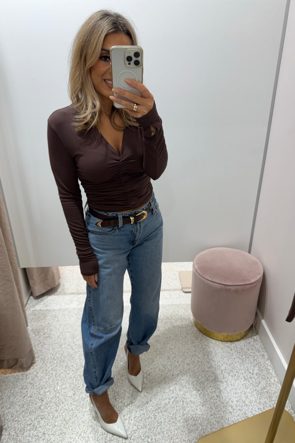 Madison The Label Clementine Long Sleeve Top | Chocolate
