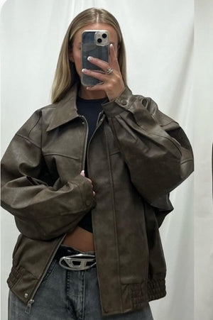 Chosen By Fifi & Annie Daddy Be Cool Faux Leather Parka | Coffee