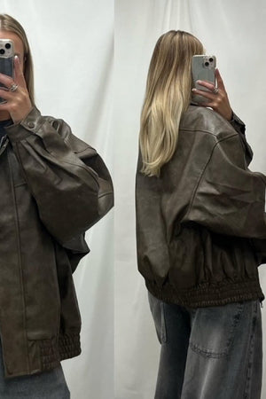 Chosen By Fifi & Annie Daddy Be Cool Faux Leather Parka | Coffee