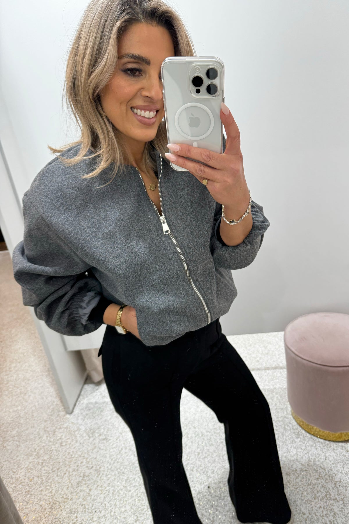 Chosen By Fifi & Annie The Boss Girl Bomber Jacket | Heather Grey