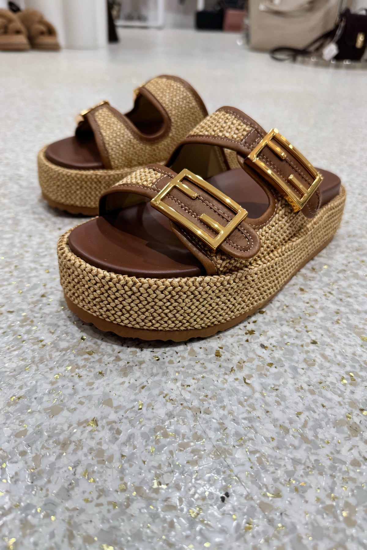 Siren Aphrodite Woven Flatform | Chocolate Natural Weave/Tan || BEST SELLER BACK IN STOCK