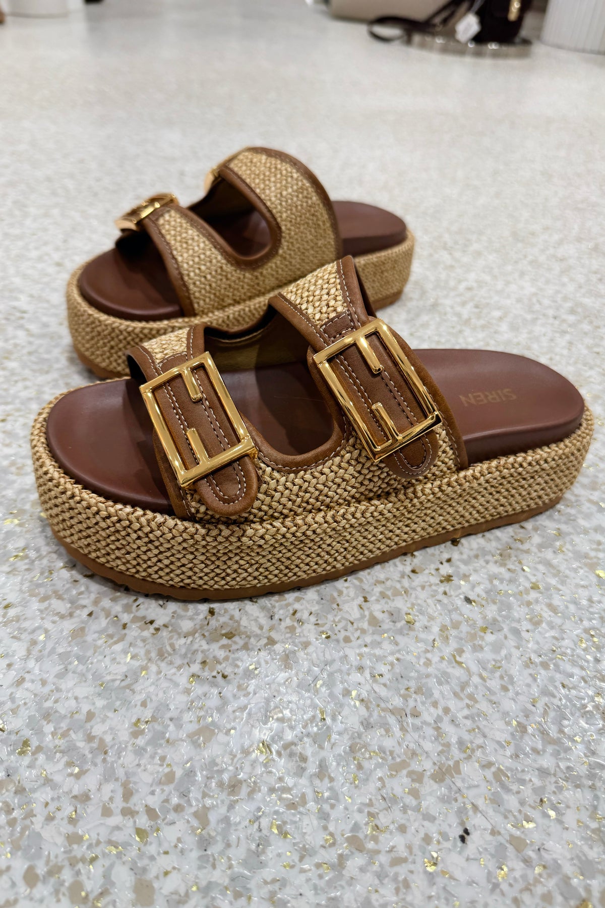 Siren Aphrodite Woven Flatform | Chocolate Natural Weave/Tan || BEST SELLER BACK IN STOCK