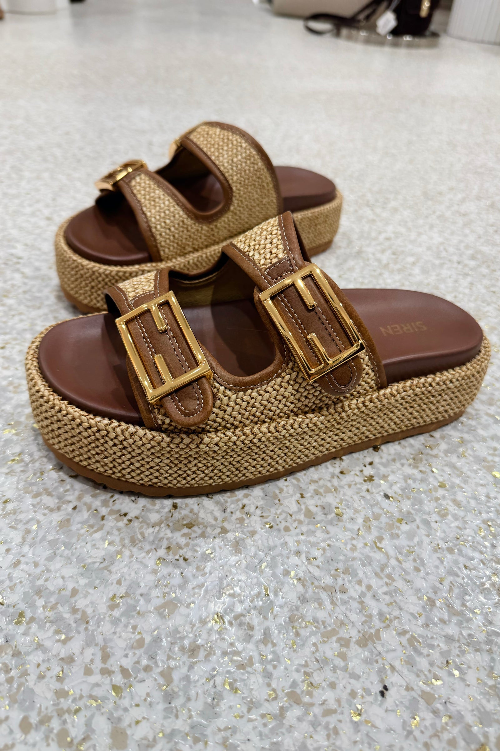 Siren Aphrodite Woven Flatform | Chocolate Natural Weave/Tan || BEST SELLER BACK IN STOCK