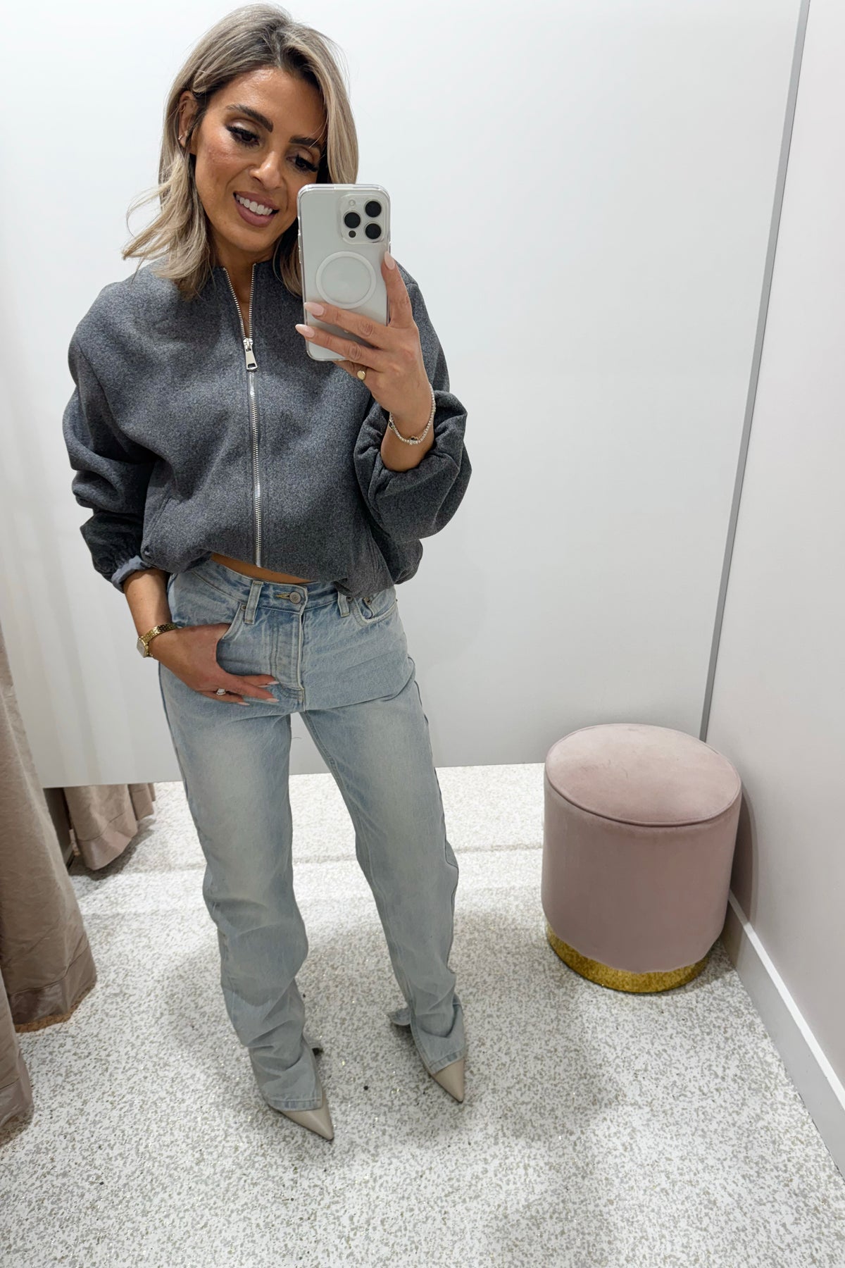 Chosen By Fifi & Annie The Boss Girl Bomber Jacket | Heather Grey