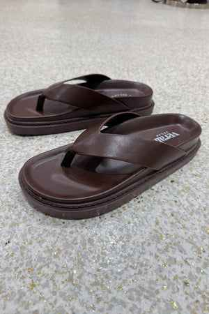 Verali Bridget Footbed Slides | Chocolate Brown