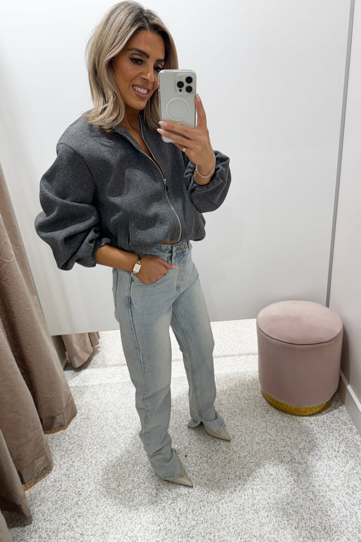 Chosen By Fifi & Annie The Boss Girl Bomber Jacket | Heather Grey