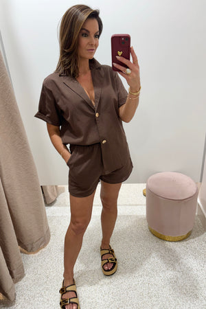 Chosen By Fifi & Annie The Santorini Short Set | Chocolate