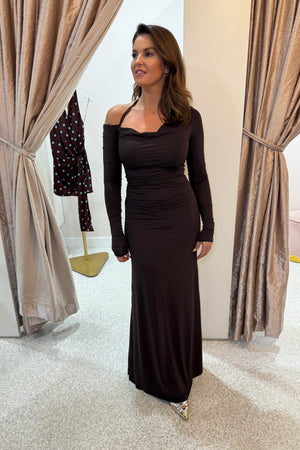 Bec + Bridge Court Long Sleeve Maxi Dress | Dark Chocolate