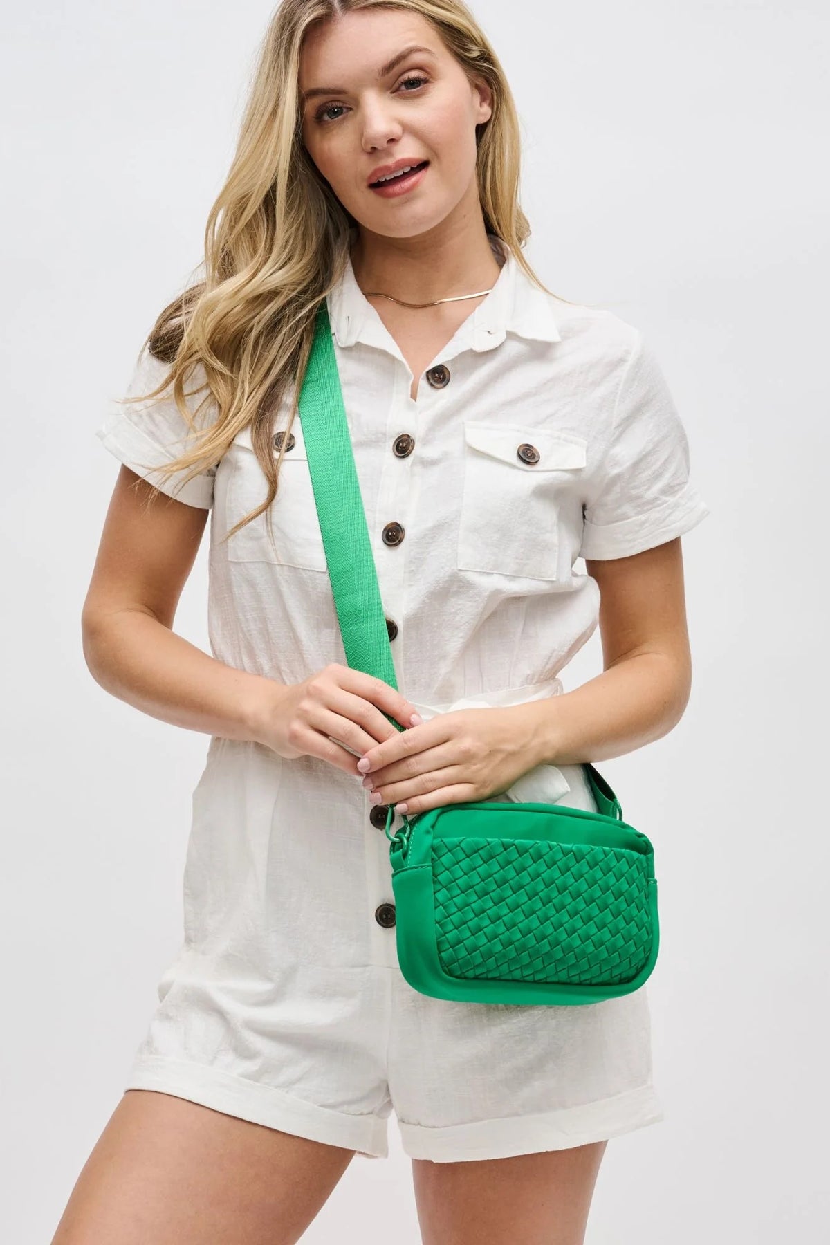 Sol And Selene inspiration Woven Neoprene Bag | Kelly Green