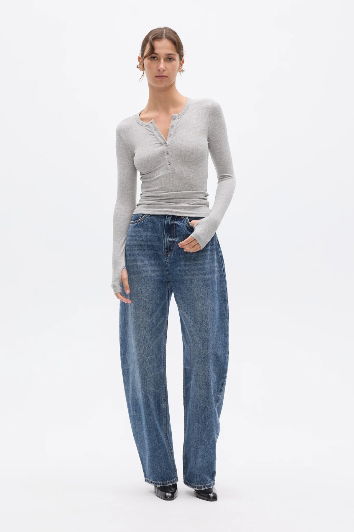 Bayse Brand Piper Henley Top | Grey || PRE_ORDER ETA 20/06/2026