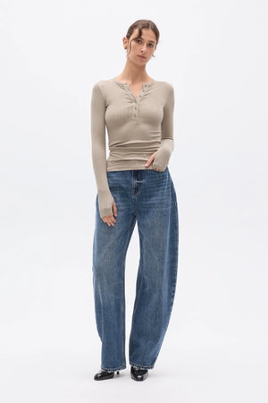 Bayse Brand Piper Henley Top | Sage || PRE_ORDER ETA 20/06/2026