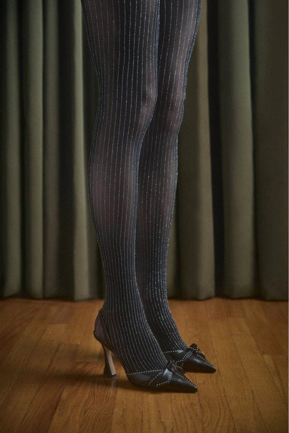Petit Moments Shimmer Stripe Tights | Black