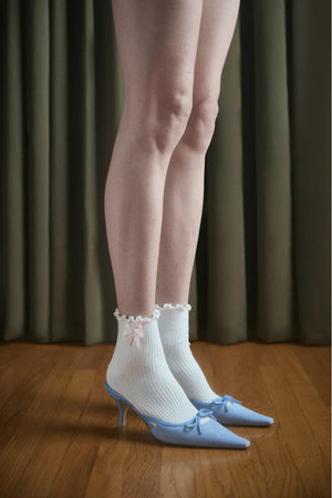 Petit Moments Duo Bow Socks | White