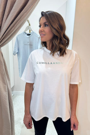 C&M Camilla & Marc Navarro Logo Tee | Soft White/Forest