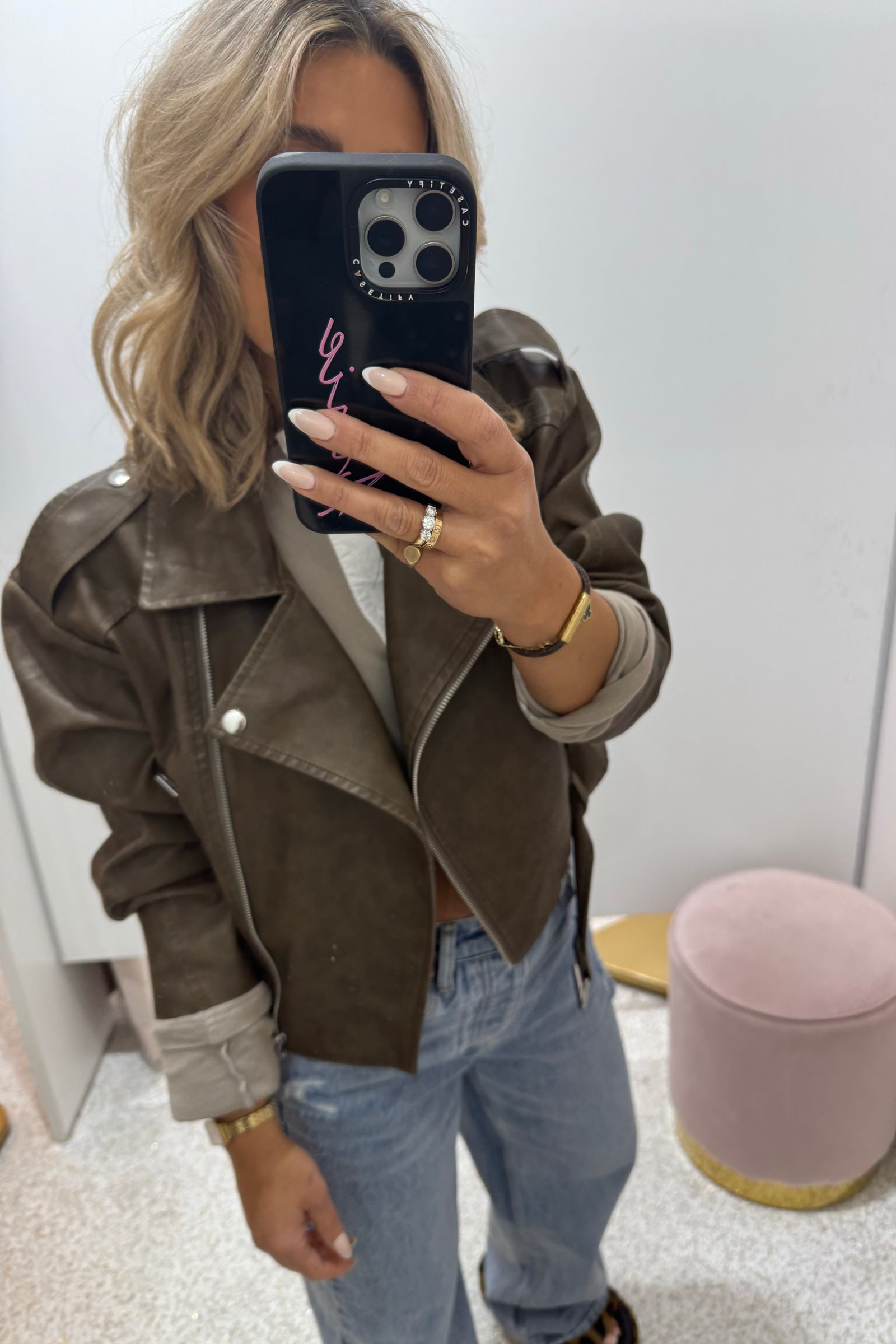 Chosen By Fifi & Annie The Vintage Faux Leather Biker Jacket | Tawny