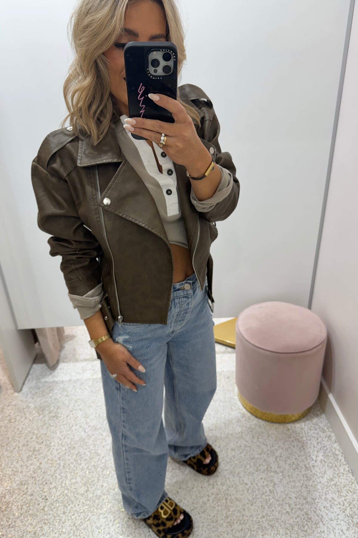 Chosen By Fifi & Annie The Vintage Faux Leather Biker Jacket | Tawny