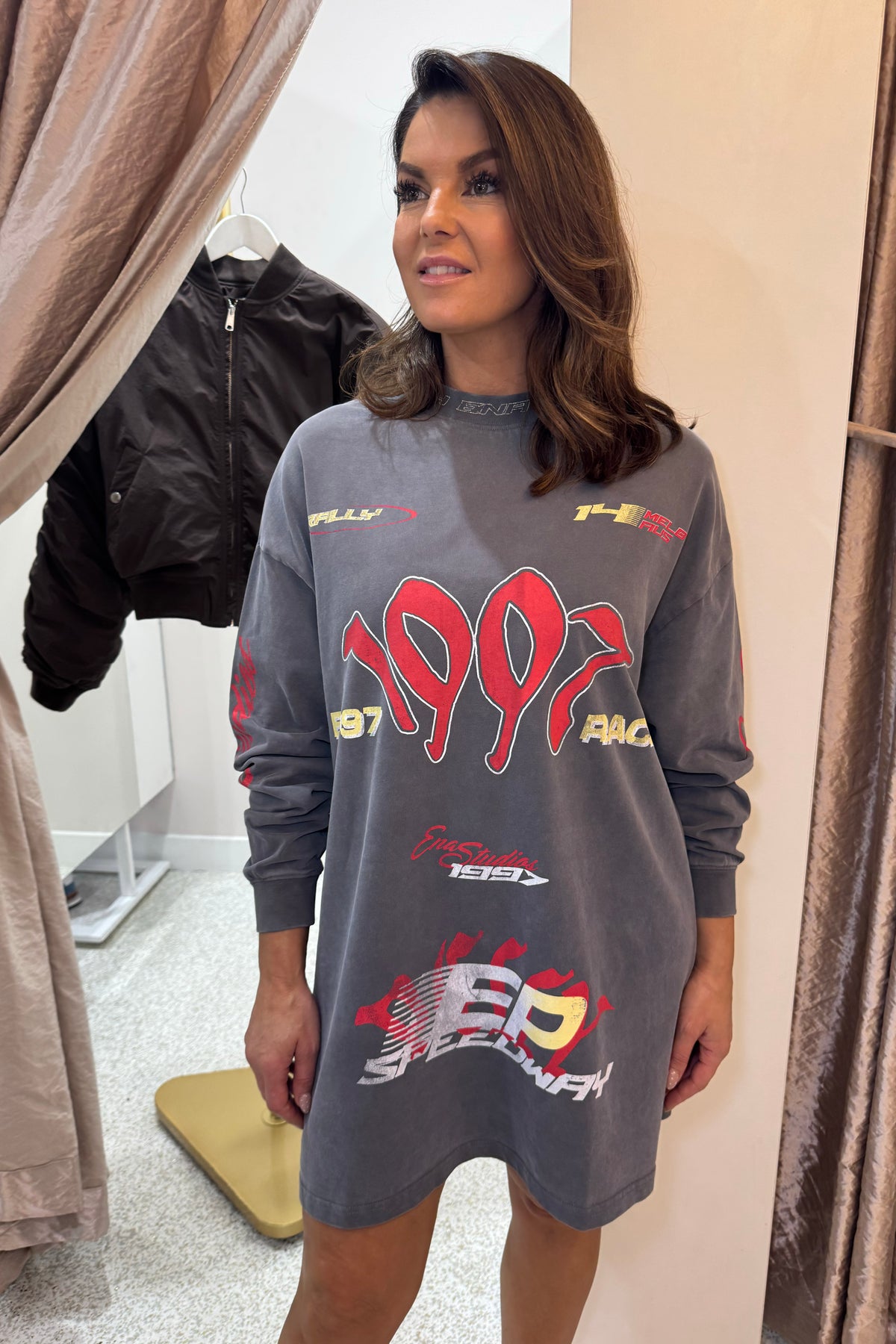 Ena Pelly 1987 Tee Dress | Washed Grey